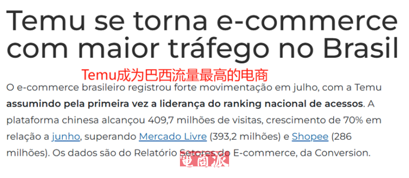 Temu在巴西越跑越快，成功登顶访问量Top1