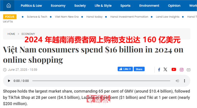 越南电商市场大洗牌，8万卖家被淘汰出局