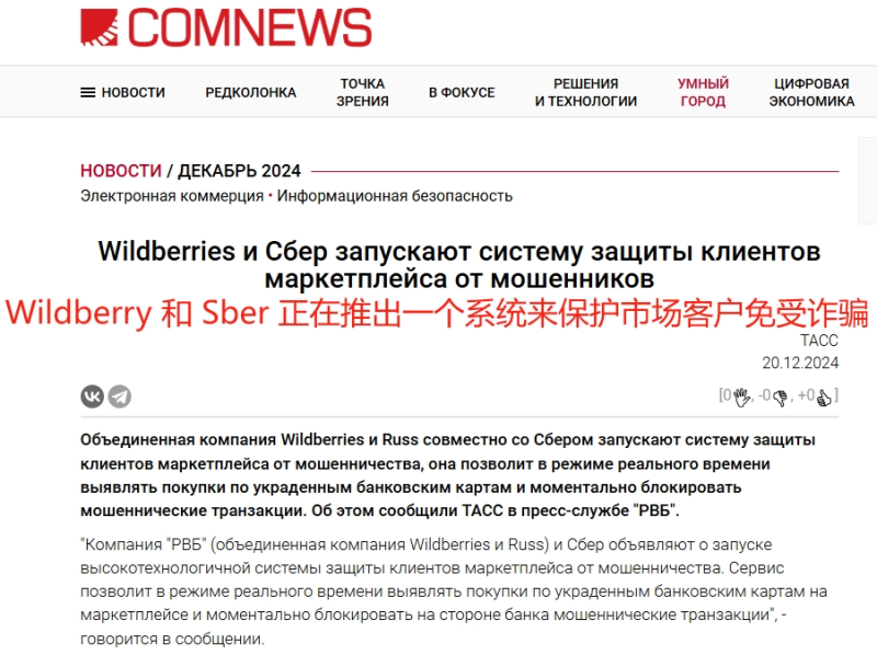 AI助阵，2024年Wildberries反欺诈效果显著