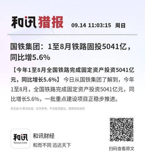 铁路完成固定资产投资同比增长5.5%
